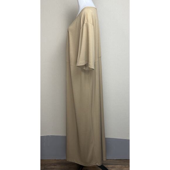 Maggie Barnes Women’s Plus Sz 3X Midi Dress Tan Beige Minimalist Modest - Picture 8 of 13